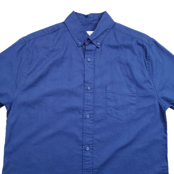 Onia Shirt Mens Small Blue Linen Blend Button Down Short Sleeve - Picture 3 of 9